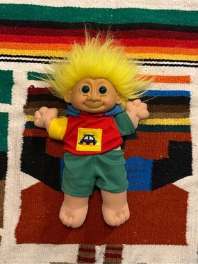 Yellow-Haired Kids Troll Plush Doll with Colorful Outfit
